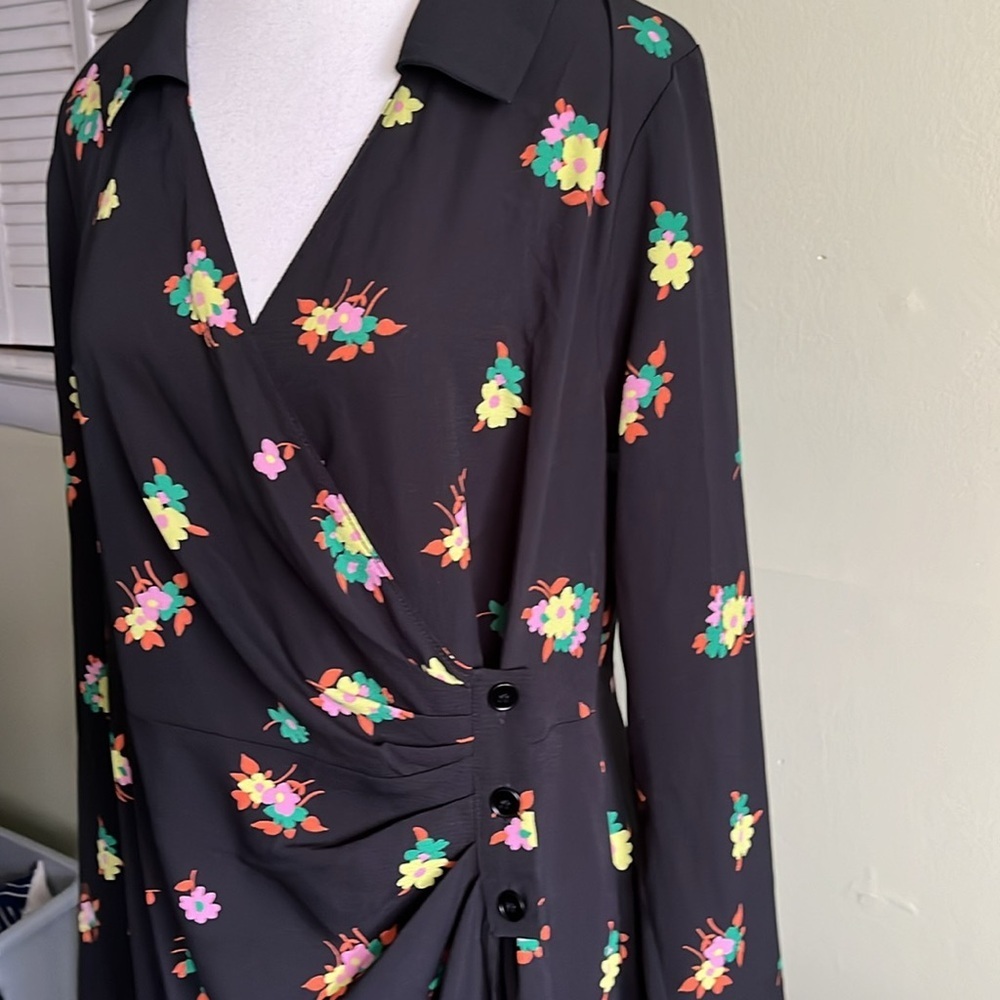 Asos Design Ruched Front Button Up Wrap Shirt Mid… - image 7